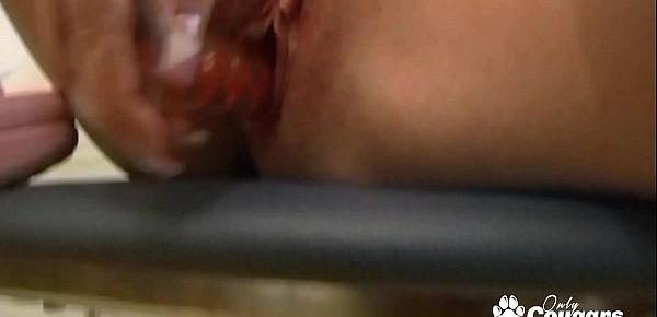  Jenna Lovely Wraps Her Big Pussy Lips Around Her Glass Dick Wearing Crocs